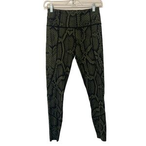 Varley Olive Green and Black Snake Print Leggings